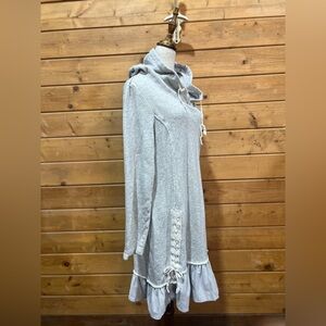 Sundance Weekend Chic Hooded Ruffle Sweater Dress Gray Size Large